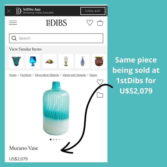 MURANO handblown glass VASE 1970-1979 Made in Italy - Vintage / Collectible - Picture 12 of 14